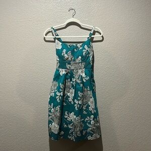 Dress Barn Women's Green Floral Dress Sz 8P Green White Mini Dress Prom Formal
